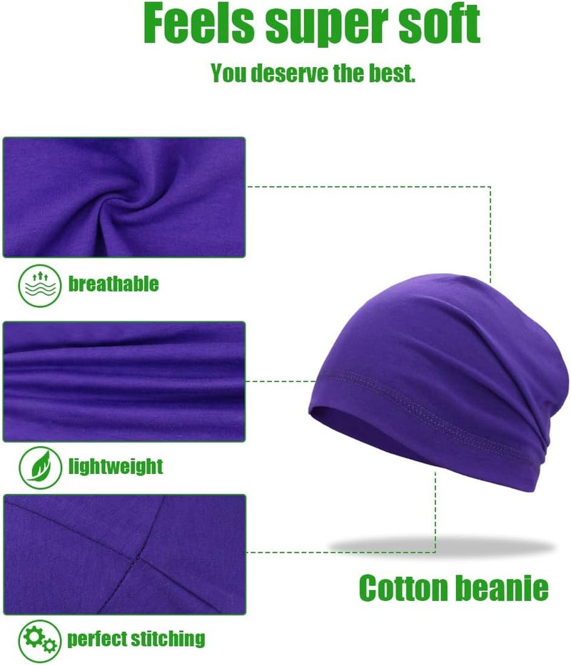 SRLLBBY Lightweight Cotton Beanie, Breathable Thin Sleep Hats, Skull Caps for Running Cycling Hiking Fishing - Image 4